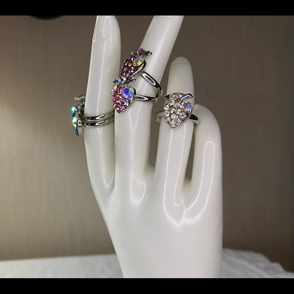 Rhinestone Crystal Apple Rings - Picture 3 of 8